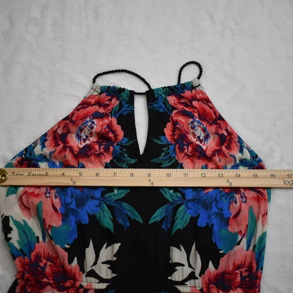 Hawaiian Floral Maxi Dress Sz S Tasseled Tropical Boho Cruisewear Beach Travel - Picture 9 of 16